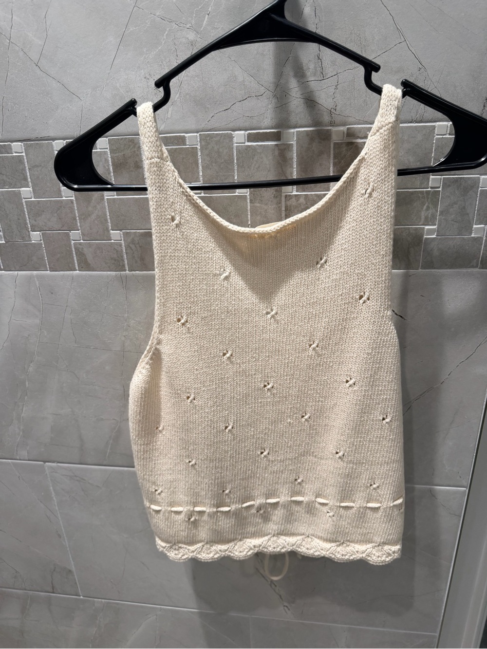 Sézane Giselle Top Cream Knit Button-Front Tank - Picture 5 of 8